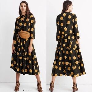 Madewell Button-Front Tier Dress in Fall Flowers